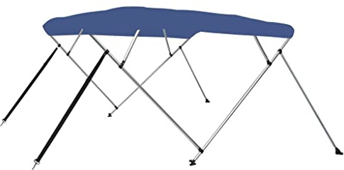 vidaXL Bimini di Prua con Tendalino a 4 Archi Telo di Copertura Telone di Protezione Accessori per Navi Prodotti per Barche Blu 243x180x137 cm