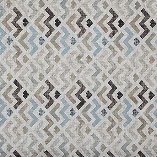 Kt KILOtela - Tessuto Canvas Stampato, Rivestire, Foderare, Divani, Tavolo, Sedia, Letto, Tende, Cuscini, Borse, 300 cm Lunghezza x 280 cm Altezza, Geometrico, Zig Zag, Acquamarina - 3 Metro