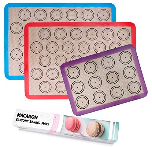 STATINT Silicone baking Mat, Non-Stick Food Safe Set of 2 Half Sheet Reusable Heat Resistant Liner +1 Quarter Reusable Baking Mat for Macarons, Cookies, Pastries, Bread, Meat