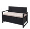 Mendler Poly-Rattan 2er Sitzbank HWC-F39, Gartenbank Truhenbank, Staufach Aufbewahrung Sitzkissen - anthrazit, Kissen beige
