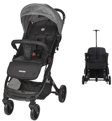 Nania Myla, kompakter Buggy, 0 bis 4 Jahre (22 kg max), leicht (7,5 kg), Stadtwagen, mit einer Hand in Liegeposition neigbar, großer Aufbewahrungskorb, mit Transporttrolley