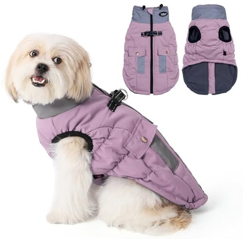 Savlot Hundejacke Wasserdichter Hundemantel Reflektierende Jacke für kaltes Wetter mit weichem Fleecefutter Warmer Mantel für Hund Indoor & Outdoor Camping Wandern Rosa S