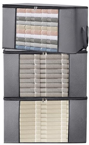 ALPOONS® - Aufbewahrungstasche (90 L 3 er) aus 150 GSM atmungsaktiver Vliesstoff extra dick für die Aufbewahrung Kleidung. Aufbewahrungstasche für Bettdecken, die für Ordnung sorgt im Kleiderchaos.