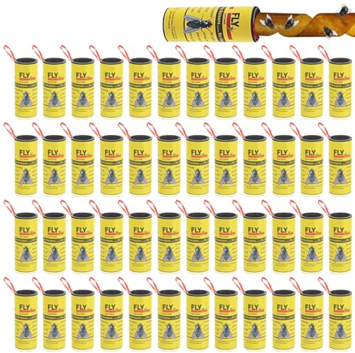 48 carretes atrapamoscas, trampas de papel, trampa adhesiva, trampa para moscas de la fruta, cinta para moscas de la fruta con adhesivo fuerte para interior y exterior