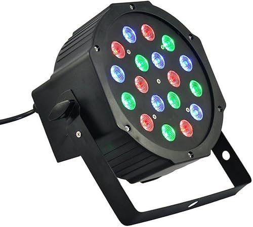 SQUADO Faretto LED RGB 18 LED, Luci da Palco Multicolori per DJ, Discoteca, Matrimonio, Festa, Decorazione Casa, con Sensore Sonoro