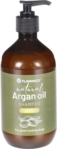 Shampoing Chien - shampoing Chiot - 500ml - Formule Douce pour la Peau Sensible - Nourrit et soigne Le Pelage - Flamingo Shampooing Naturel à l'huile d'Argan