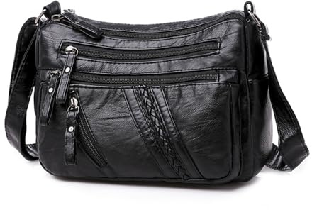 Cross Body Bag Women Soft PU Leather Shoulder Handbag Multi Pocket Side Messenger Bag with Adjustable Strap for Ladies
