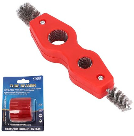 HSUYUN 4 en 1 Doble Escariador Tubo Cobre y Escariador de Tubos Interior y Exterior, Rojo Tubo Cepillo de Desbarbado, Limpiador Tuberias Cobre para Tubos de Cobre, Aluminio, Plástico
