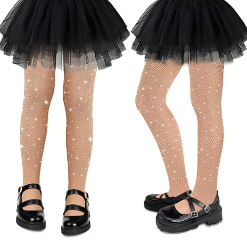 Medias Halloween Niña, 2 PCS Medias Rejilla Niña, Medias de Red para Niñas, Leotardos Halloween Niña con Diamantes de Imitación, Disfraces para Halloween, Carnaval, Juegos de Rol ( B )