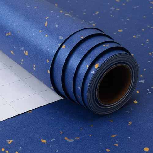 Papel de Regalo Azul, 43 cm x 10 m Papel Regalo Azul Oro Plata para Navidad Cumpleaños Aniversario Bodas