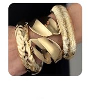 Svovin 3Pcs Chunky Gold Bangle Bracelets for Women Trendy Gold Bracelet Stack Cuff Bangles Daily Wear Fashion Arm Cuff Upper Arm Jewelry Valentine's Day Gifts
