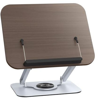 Plyisty Supporto per Libri con Elastiche Supporto per Libri Regolabile con Base Girevole a 360° per Tablet per Ricette, Laptop, Digitazione di Spartiti Musicali (SILVER)