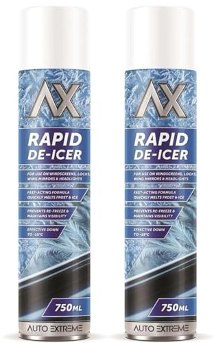 BURAKH De-Icer Spray 750ml Pack of 2, Fast Acting Car Windscreen & Window Deicer, Ice Frost & Snow Remover for Mirrors, Rapid Winter Visibility Formula for Cars Vans & Taxis