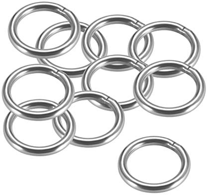 sourcing map Anneau soudé Inox Acier Rond 30 x 4mm Cerclage 10Pcs