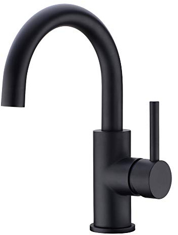 CREA Black Bathroom Faucet Brushed Nickel, Prep Wet Bar Sink Faucet Stainless Steel Single Hole Small Kitchen Faucet with 4 Inch Deck Plate, Mini Faucet Outdoor Tap for Farmhouse Vanity Sink Lavatory