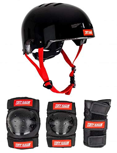 Tony Hawk Helmet & Padset 4-8 Yrs Schutz-Set, Jugendliche, Unisex, Schwarz/Rot (Mehrfarbig), S/M
