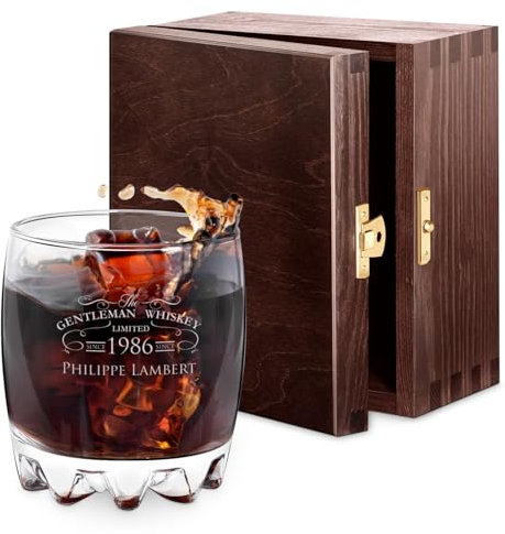 Maverton 310ml Verre a Whisky personnalisé pour Lui - Cadeau Homme Anniversaire - Cadeau Personnalisé Homme - Verre Classique pour les Connaisseurs de Whiskey - Whisky