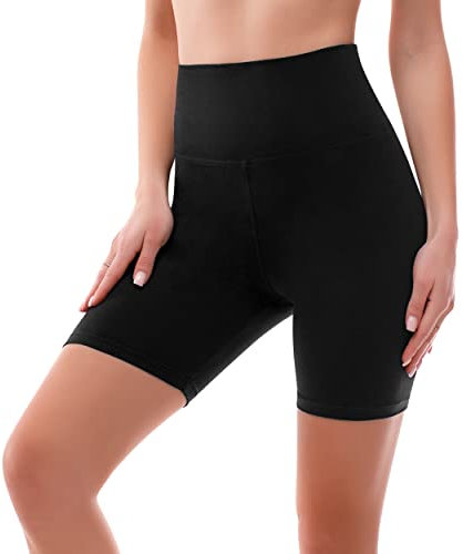 SINOPHANT Radlerhose Damen Kurz High Waist Shorts Leggings für Sommer Fitness Sport Yoga(S-M,1 Schwarz)