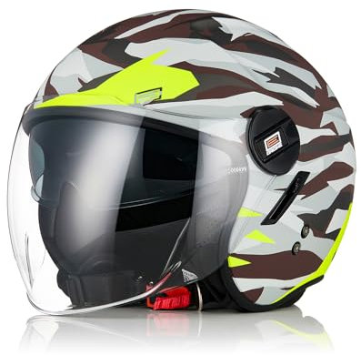 ORIGINE Motorrad-Jethelm, offener Rollerhelm mit Doppelvisier, ECE-geprüft (SWAT MATT Black,XS)