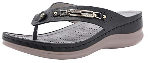 Sandalias ortopédicas para mujer, chanclas para mujer, plantilla suave, separadores de dedos, ortopédicas, plataforma, chanclas de playa, antideslizantes, sandalias de playa, Negro , 38 EU