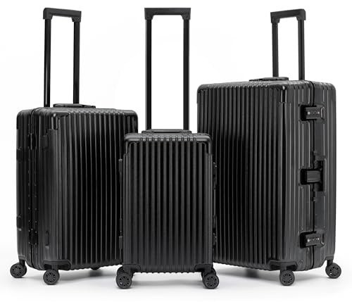 Flight Knight Premium Reisekoffer – 8 Lenkrollen – integriertes TSA-Schloss – leichte ABS-Hartschale – Robustes Gepäckstück – zugelassen für über 34 Fluggesellschaften, Schwarz Mono, Cabin 21 x 2