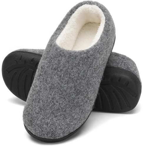 Mishansha Zapatillas de Estar por Casa Hombre Mujer Zapatos de Casa Invierno Cálido con Memory Foam Pantuflas Cómodas Antideslizante para Exterior e Interior, Gris, 40/41 EU