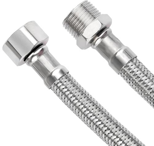 Brslainn 2 Stück 20 cm Flexschlauch 3/8Überwurfmutter x 3/8 Außengewinde, Panzerschlauch aus Edelstahl, Armaturenschlauch für Wasserhahn Eckventil Wassererhitzer