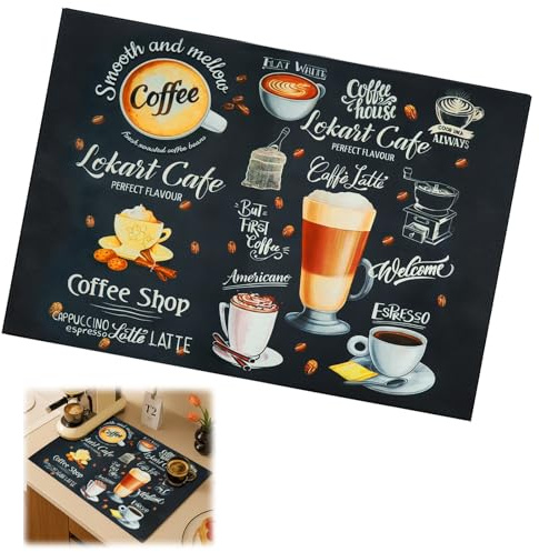 40x50mm Tapis D'égouttage pour Machine à Café,Tapis D'égouttage Vaisselle Dessous de Plat Absorbant L'eau Tapi Égouttoir Machine à Café Évier Tapi en Silicone pour Cuisine,Évier,Salle de Bain