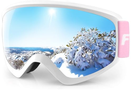 Findway Masque de Ski Protection pour Enfant 5 à 16 Ans Lunette Ski Masque Ski OTG de Garçon ou Fille Anti-UV Antibuée Compatible avec Casque pour Ski Snowboard Autres Sports Hiver