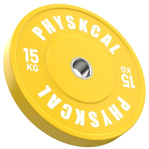 PhysKcal 1 x 15 kg Couleur Bumper Plates 50 mm disques pour barre Olympique