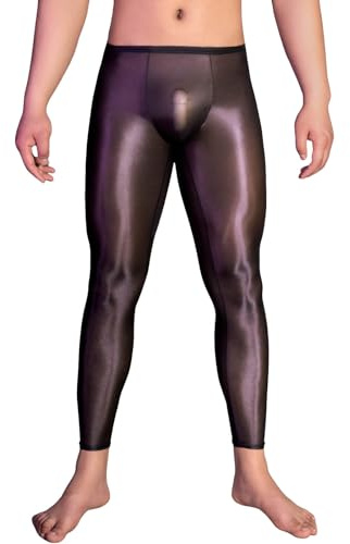Herren-Leggings, transparent, glänzend, Stretch, Strumpfhose für Herren, Sport, Bodybuilding, Komfort, Leggings, hohe Taille, sexy, schick, Unterwäsche, erotisches Outfit, Strumpfhose für private und