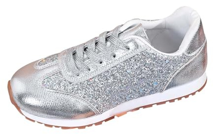 Sneakers Donna Eleganti Glitter,Scarpe Casual Antiscivolo per Comode Calzature da Passeggio Quotidiane con Suola Resistente