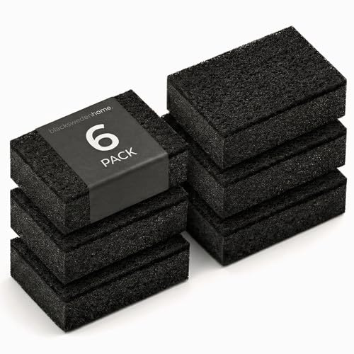 blackswedenhome. SVAMP Köksvamp, 6-delar, svart – disksvamp, robust och mångsidig – rengöringssvamp med skurvlager
