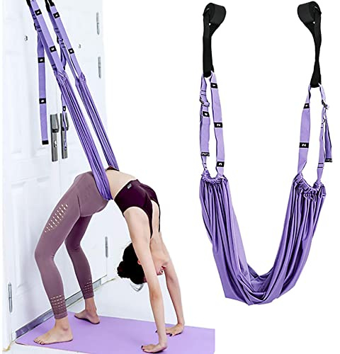 Cintura da yoga, per allungare le gambe, in poliestere e cotone, per esercizi di yoga, balletto, pilates, ginnastica, flessibilità, allenamento, colore viola, 1 pezzo
