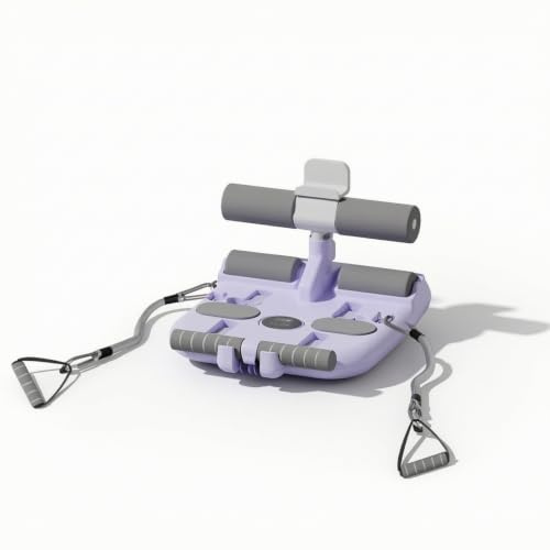FytStycale Appareil D'ai pour les Abdominaux avec Support Téléphone Stable Barre Sit-Up avec Ventouses Portable pour Appartement, Array, Violet, Modèle Amélioré Avec Corde De Traction