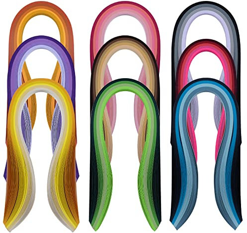 YURROAD 36 Farben 900 Streifen Quilling Papier 3mm x 39cm Paper Quilling Set Schwarz/Blau/Braun/Grün/Orange/Violett/Rot/Gelb Quilling Papierstreifen 3mm für Anfänger Erwachsene DIY Handwerk Gift