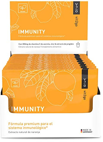Vit2go IMMUNITY (30 sobres) - Refuerzo con vitaminas (A, B, C, D y K), Zinc y extracto de jengibre.