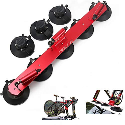 Yajun Porte Velos Voiture Ventouse Support à Vélo Toit-Top Alliage D’Aluminium Transportant Porte Bagages Mount Pièces De Vélo,Red-3