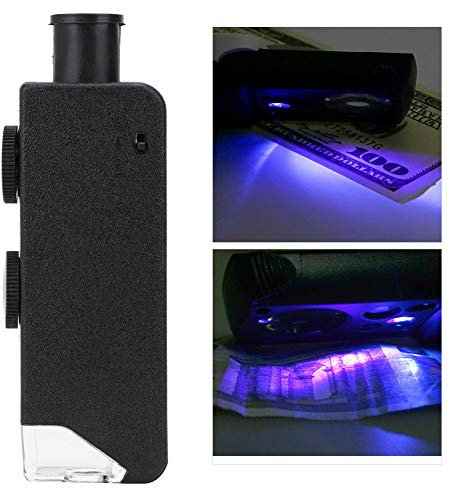 Oumefar LED Taschenmikroskop mit Vergrößerungslinse 60 100X für die Beobachtung im Außen und Innenbereich