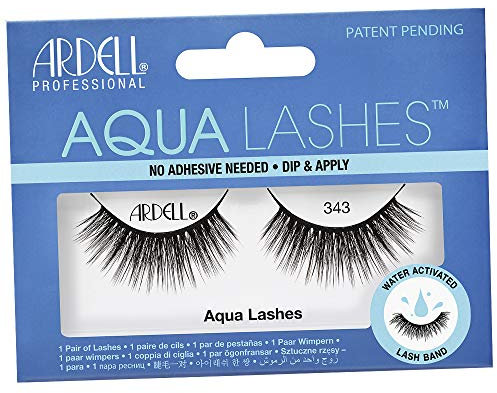 Ardell Aqua Lashes 343 | Pestañas Postizas con Banda activada con agua | Sin Necesidad de Adhesivo - Sumergir y Aplicar | 1 Par de pestañas | Presenta un volumen completo, una longitud extralarga
