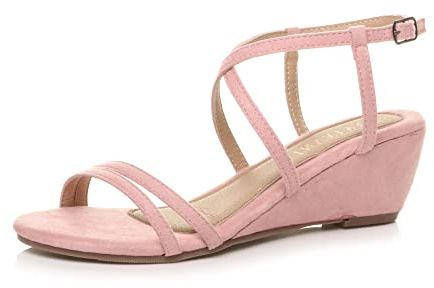 AJVANI wedge heel strappy slingback buckle holiday sandals size 6 39