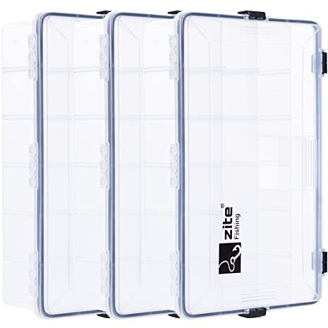 Zite Fishing Tackle-Box Wasserdicht 35x21x9cm - Kunstköder-Box Angelbox Tacklebox für Angel-Zubehör, 3 Stück im Set, Köderbox Angeln Angel Box Angelboxen Angel Köder Box Angel-Boxen Köderboxen