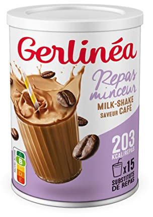 Gerlinéa Boisson Milkshake goût Café Substituts de repas riche en protéines Poudre à reconstituer contient 15 repas 220385