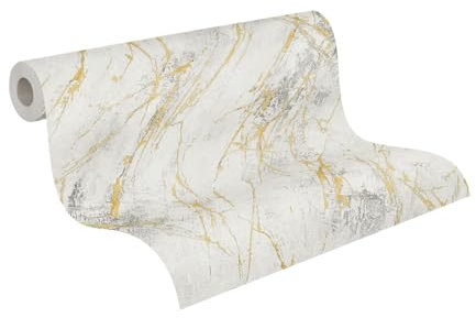 A.S. Création THE BOS 388173 Papier peint intissé Motif marbre Blanc Gris 10,05 m x 0,53 m Fabriqué en Allemagne