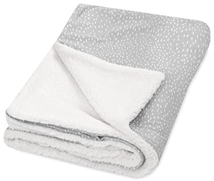 Julius Zöllner Winterdecke aus Baumwoll-Jersey und kuscheligem Teddy-Stoff | Gr. 70x100 cm | Made in Germany | OEKO-TEX® STANDARD 100 | Tiny Squares Grey