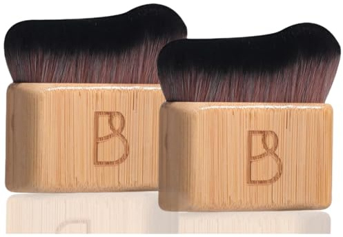 BS-MALL Self Tanning Body Brush Makeup Brushes Set of 2 – Multi-Purpose Body Brush & Ultra-Soft Synthetic Bristles, Perfect for Face & Body Application & Travel & Daily Use (Bamboo)