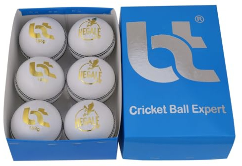 BT Premium Cricket-Bälle, Weiß, 6 Stück, echtes Leder, Cricketbälle für Tag oder Nacht, internationaler Standard, Cricket-Ball, schlagfreundlich, hart, 156 g