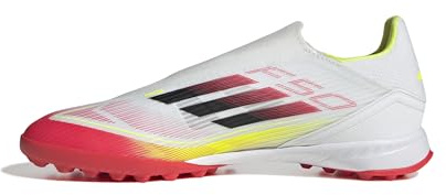 adidas Unisex F50 League Laceless Football Boots Turf, Cloud White/Core Black/Solar Yellow, 11.5 UK