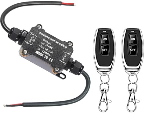 NEWNEWLIU DC12V Waterproof Remote Control Switch,DC12V/24V/48V/20A Wireless Remote Switch,164ft Long Range RF Remote Control Switches for Lighting, Water Pump,dust Collector