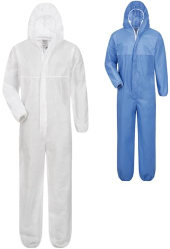 Safetytex SMS Schutzanzug - Einweg Overall - PSA Kat. 3 Typ 5/6 - Partikeldicht & Spritzwassergeschützt - Ideal für Asbest, Sanierung & Industrie - Weiß Gr. 5XL (1 Stück)